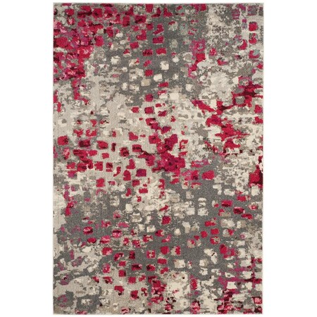 Safavieh 5 ft.1 in. x 7 ft.7 in. Monaco Power Loomed Medium Rectangle Area Rug Grey & Fuchsia MNC225R-5